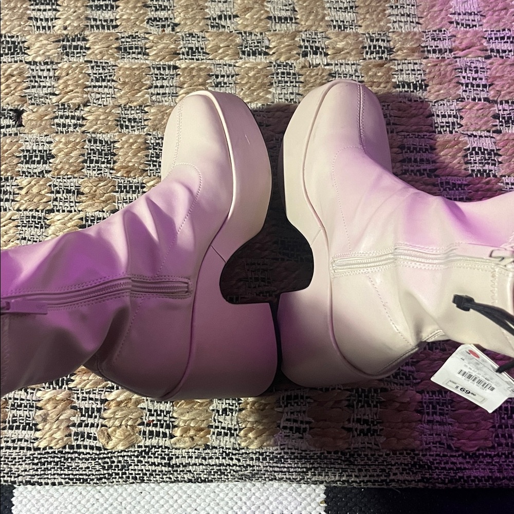 Platform Cream Ankle Boots